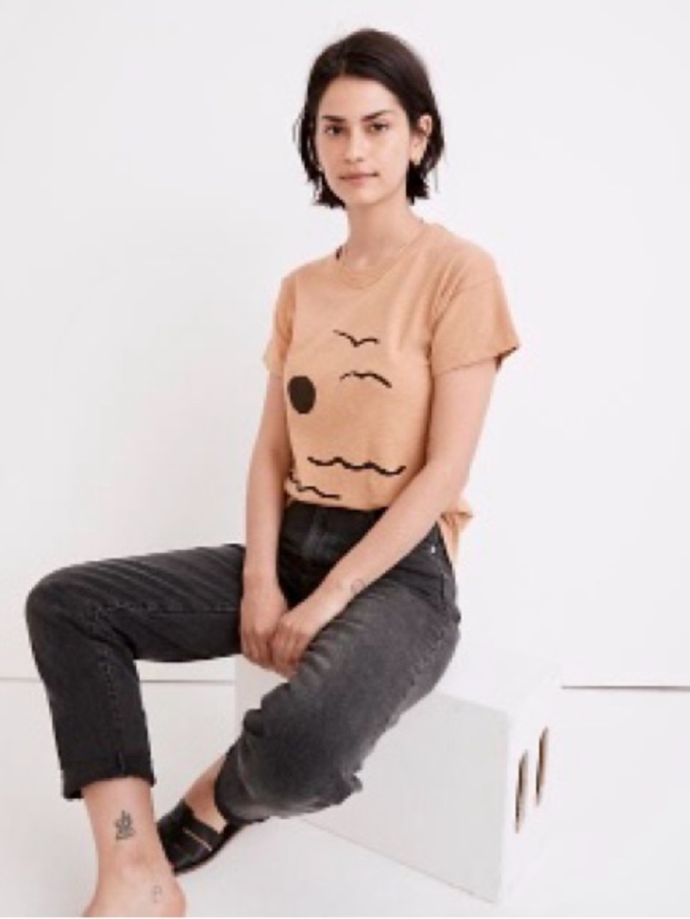 Madewell Women’s Oceanvista Whisper Cotton Rib-crewneck Tee, EUC!